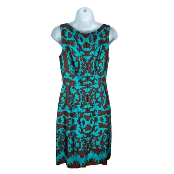 Vintage Donna Morgan Turquoise Brown Silk Sheath - Picture 3 of 12